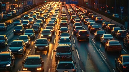 Obraz premium The highway has a lot of cars and is very busy