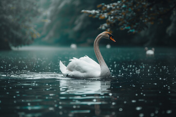 illustration of swan on the lake. Created with Generative AI	