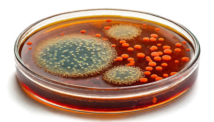 petri dish with bacteria isolated on white background, cutout - obrazy, fototapety, plakaty