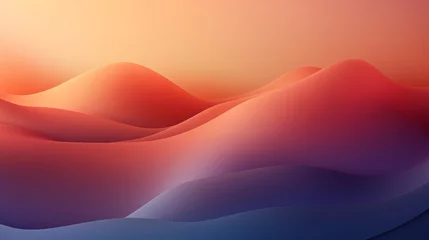 Zelfklevend Fotobehang Artwork depicting a minimalist abstract landscape design with a vibrant sunset © ArtStockVault