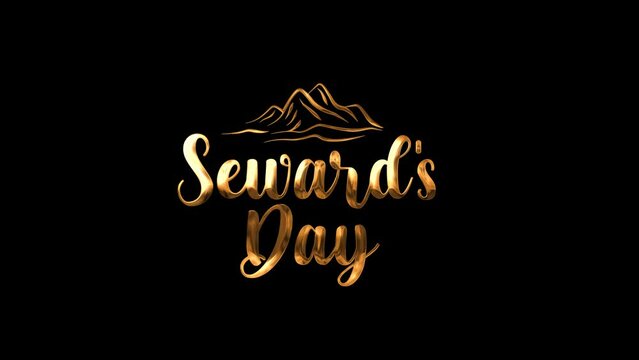 Happy sewards day greeting animation text in gold color, for banner, social media feed wallpaper stories. Alpha channel or transparent background. Celebrate on 27 March
