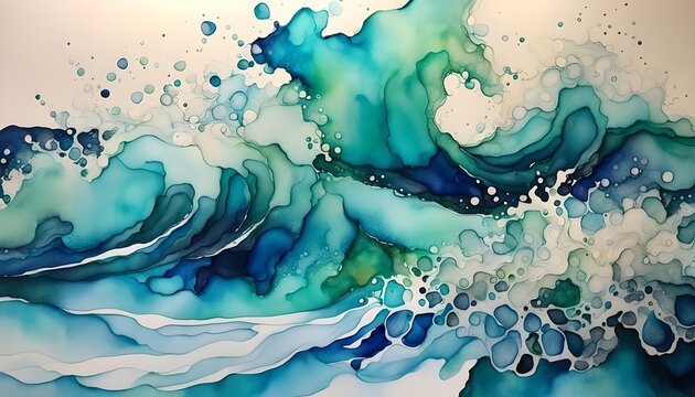 Abstack Ocean Splash Watercolor Painting Background Wallpaper