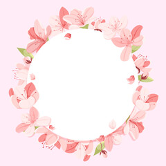 Sakura blossom frame in flat design
