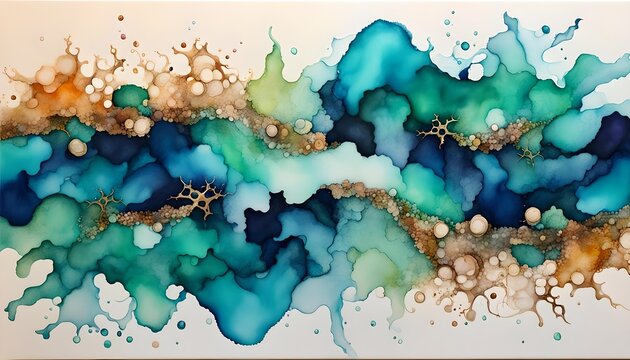 Abstack Ocean Splash Watercolor Painting Background Wallpaper