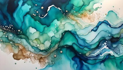 Abstack Ocean Splash Watercolor Painting Background Wallpaper