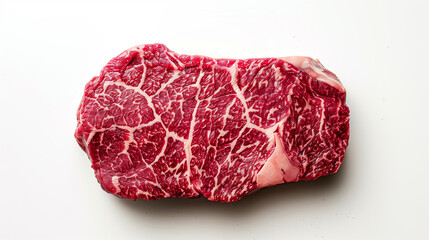 Obraz premium Close up of marble texture of wagyu, Wagyu Beef, Raw beef slice for barbecue or Japanese style yakiniku food barbecue and grilled over charcoal on stove, Close up japanese A5 wagyu premium beef. 