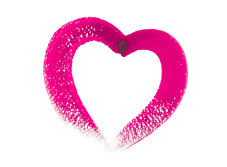 pink heart shape created with a quick brushstroke. representing a romantic love icon for Valentine's Day celebration and wedding card decoration
