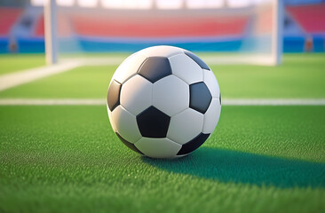 Obraz premium Soccer ball close-up lying on a football field