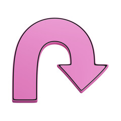 3D illustration of u turn right arrow