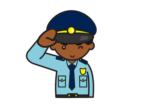敬礼する黒人男性警察官