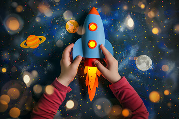 Rocket in Hand, Future Planned, Happy Spaceflight Day! - obrazy, fototapety, plakaty