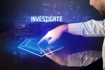 Hand touching digital table concept concept