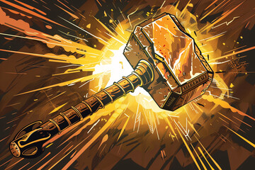 Enchanted hammer radiating with explosive power