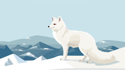 A solitary arctic fox blending seamlessly  - obrazy, fototapety, plakaty