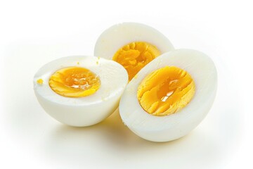 Hard Boiled Egg Isolated on White Background - Healthy Yellow Food