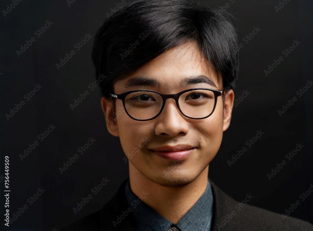 Canvas Prints Asian young smart professional man wearing suit, looking confident and smiling to the camera.