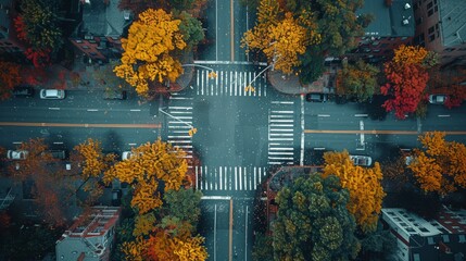 Aerial View of a City Intersection 