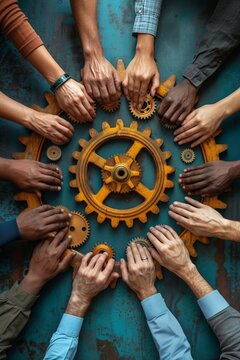 The essence of teamwork: Hands joined, symbolizing cooperation, support, and success in achieving common goals.