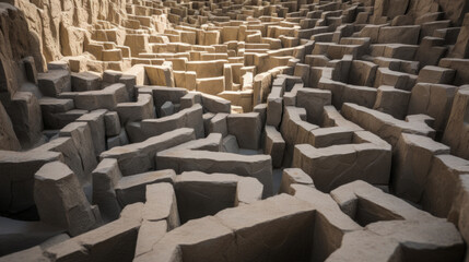 Stone maze. Huge labyrinth made of stones