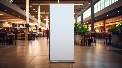  roll up mockup poster stand in an shopping center