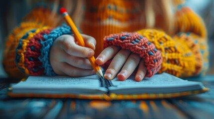 Person Writing on Notebook With Pencil