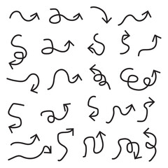 Obraz premium Set of scribble curved lines, swirl arrows. Doddle arrow set. 11:11
