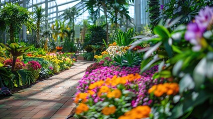 botanical gardens with national flowers and marijuana plants, reflecting medical legalization