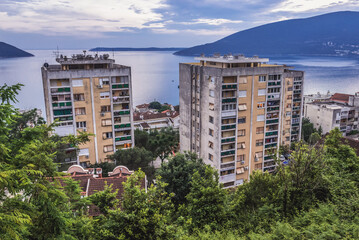 View with residential buildings in Herceg Novi, Montenegro