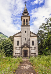 Fototapeta na wymiar Church of Our Lady of Snow in Skaljari town, Montenegro