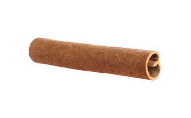 One aromatic cinnamon stick isolated on white