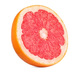 Poster Halved ripe grapefruit isolated on white. Citrus fruit © New Africa