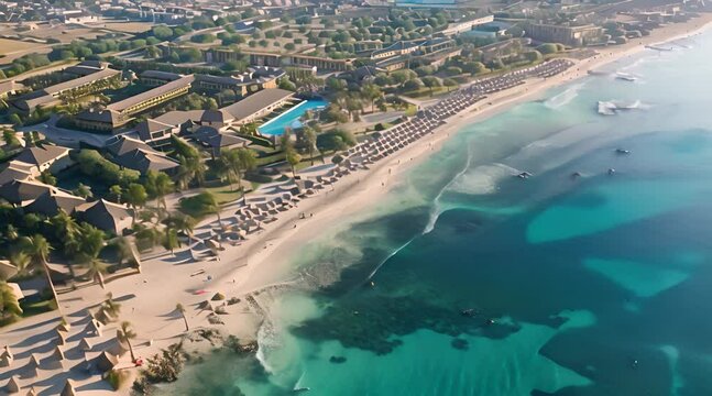 aerial view beautiful sea with building