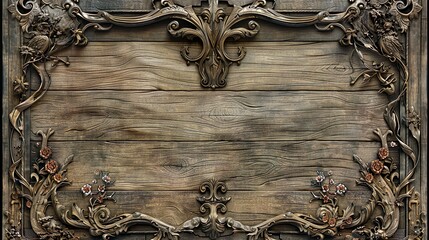 Recurso gráfico de marco de textura de madera muy antiguo y desgastado en fondo de madera.  - obrazy, fototapety, plakaty