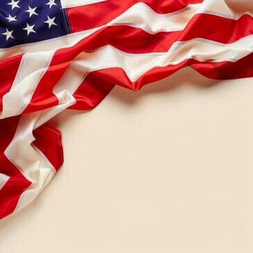 American Flag on White Background