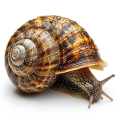 Close Up of a Snail on a White Background