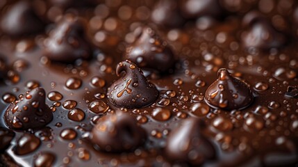 Close Up of Chocolate Drops on a Table