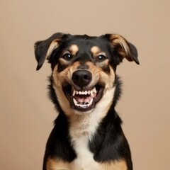 Close Up of Dog With Mouth Open - obrazy, fototapety, plakaty