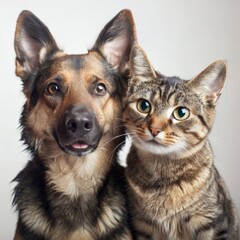 Dog and Cat Sitting Together