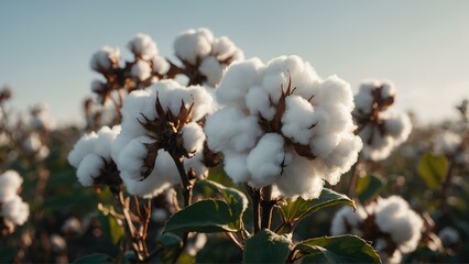 front close up, a cotton plant is shown on a pure white background, Full cotton with loose fluff, fluffy and soft, close-up, sun irradiation, daylight, in the style of minimalist textiles