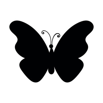 Butterfly icon silhouette. Single black butterfly silhouette icon on white background