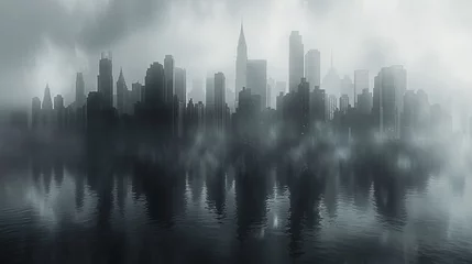 Deurstickers city scape silhouettes © nataliya_ua