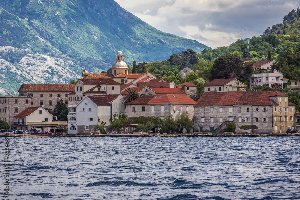 Wall mural Buildings in Prcanj in Kotor Bay on Adriatic Sea, Montenegro