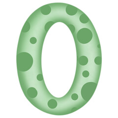 Number 0 to 9, green with dinosaur pattern