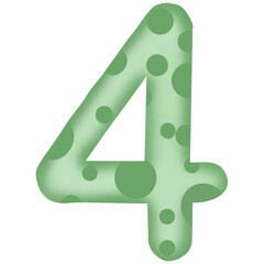 Number 0 to 9, green with dinosaur pattern