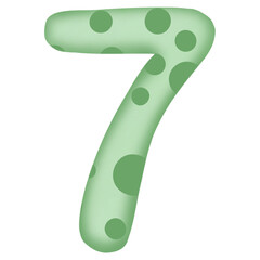 Number 0 to 9, green with dinosaur pattern
