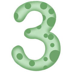 Number 0 to 9, green with dinosaur pattern