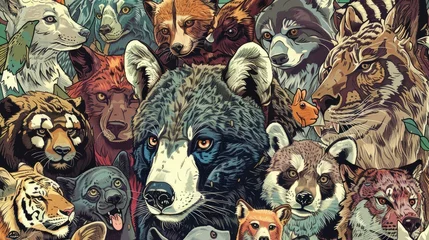 Wandaufkleber "Animal Kingdom: A Close-Up Illustration Collection" © Famahobi