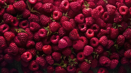 A rich tapestry of ripe raspberries creates a vibrant, textured berry background.