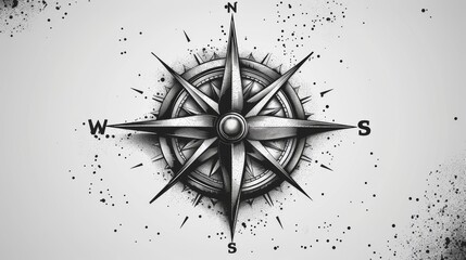 compass rose and compass - obrazy, fototapety, plakaty