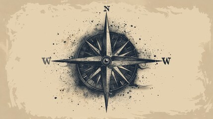 compass rose and compass - obrazy, fototapety, plakaty